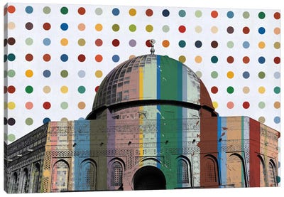 Jerusalem, Israel Colorful Polka Dot Skyline Canvas Art Print - Decorative Elements
