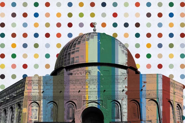 Polka Dot: Jerusalem, Israel Colorful Polka Dot Skyline by Unknown Artist