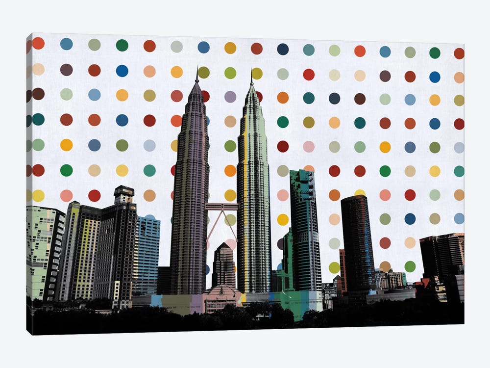 Kuala Lumpur, Malaysia Colorful Polka Dot Skyline by Unknown Artist 1-piece Art Print