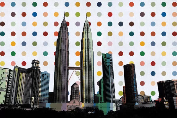 Polka Dot: Kuala Lumpur, Malaysia Colorful Polka Dot Skyline by Unknown Artist