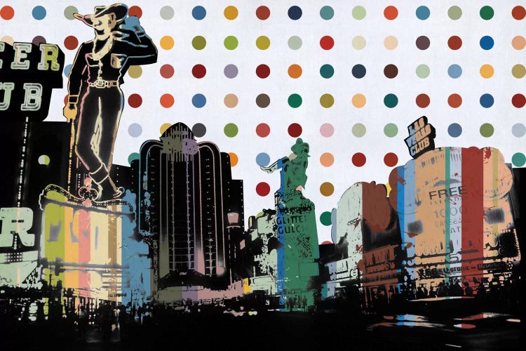 Las Vegas, Nevada Colorful Polka Dot Skyline by Unknown Artist wall art