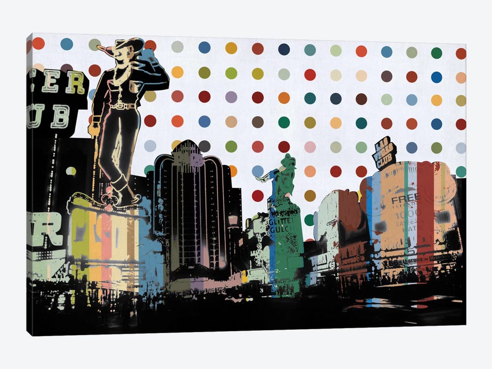 Las Vegas, Nevada Colorful Polka Dot Skyline by Unknown Artist 1-piece Canvas Artwork
