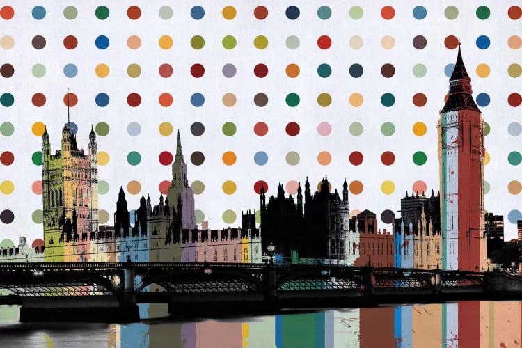 London, England Colorful Polka Dot Skyline