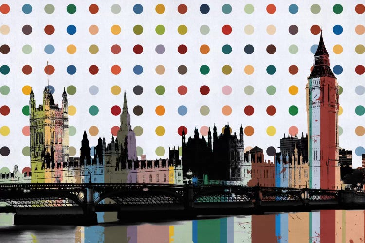 London, England Colorful Polka Dot Skyline by Unknown Artist wall art