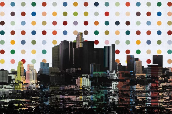 Polka Dot: Los Angeles, California Colorful Polka Dot Skyline by Unknown Artist