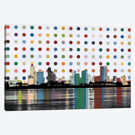 Memphis, Tennessee Colorful Polka Dot Skyline Canvas Print #SKY78} by Unknown Artist Canvas Artwork