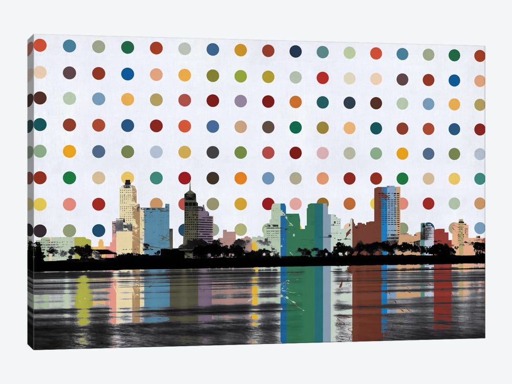 Memphis, Tennessee Colorful Polka Dot Skyline by Unknown Artist 1-piece Canvas Art Print