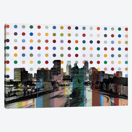 Minneapolis, Minnesota Colorful Polka Dot Skyline Canvas Print #SKY80} by 5by5collective Canvas Art Print