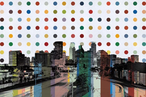 Minnesota: Minneapolis, Minnesota Colorful Polka Dot Skyline by 5by5collective