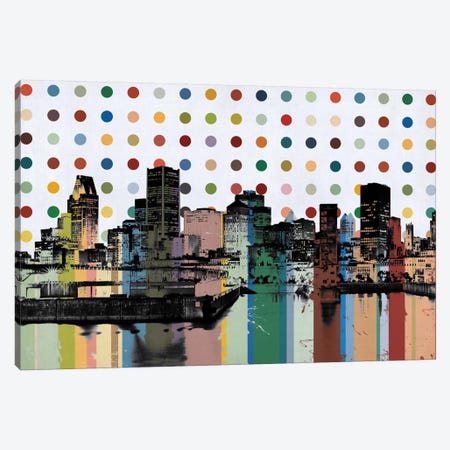 Montreal, Canada Colorful Polka Dot Skyline Canvas Print #SKY81} by Unknown Artist Canvas Print