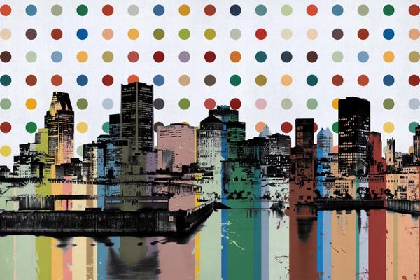 Quebec: Montreal, Canada Colorful Polka Dot Skyline by Unknown Artist