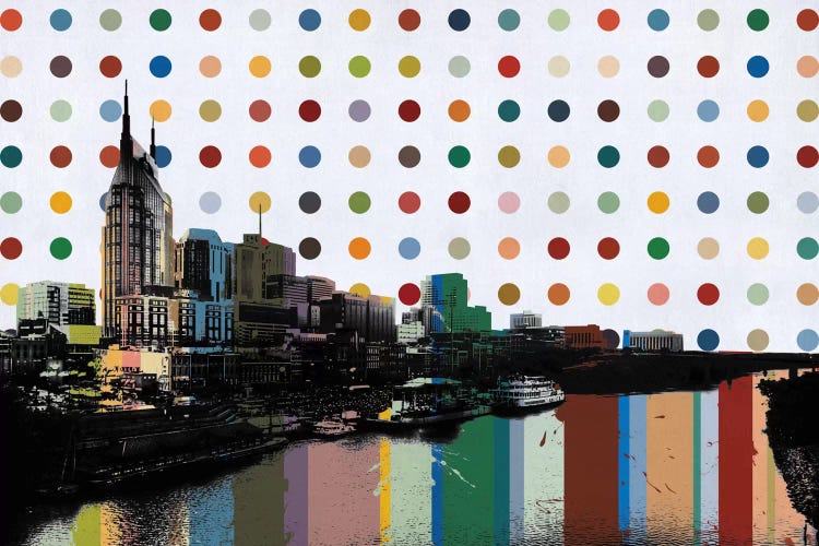 Nashville, Tennessee Colorful Polka Dot Skyline