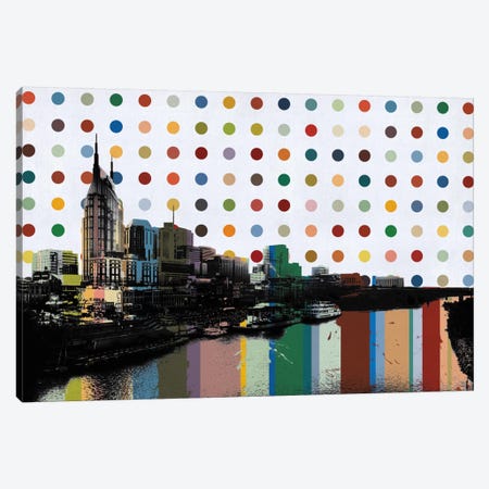Nashville, Tennessee Colorful Polka Dot Skyline Canvas Print #SKY82} by Unknown Artist Canvas Art Print