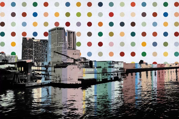 New Orleans: New Orleans, Louisiana Colorful Polka Dot Skyline by Unknown Artist