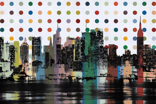 Polka Dot: New York Colorful Polka Dot Skyline by 5by5collective