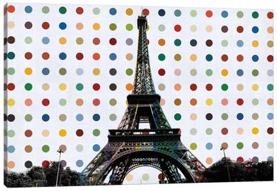 Paris, France Colorful Polka Dot Skyline Canvas Art Print - Polka Dot Patterns