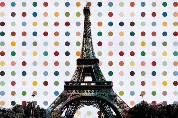 Eiffel Tower: Paris, France Colorful Polka Dot Skyline by 5by5collective