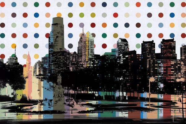 Pennsylvania: Philadelphia, Pennsylvania Colorful Polka Dot Skyline by Unknown Artist