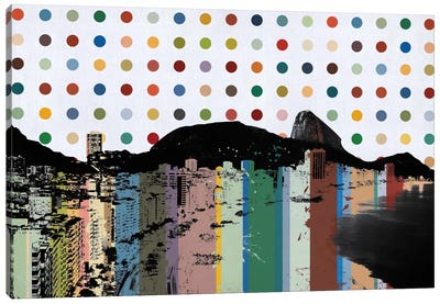 Rio de Janeiro, Brazil Colorful Polka Dot Skyline Canvas Art Print - Stripe Patterns