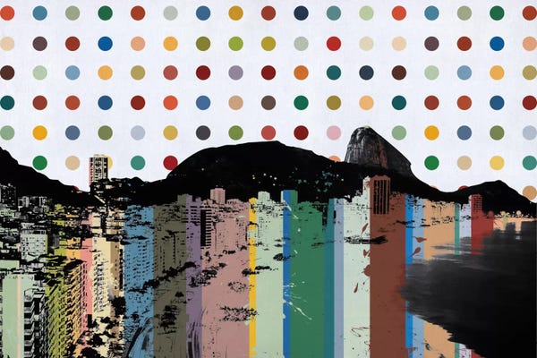 Stripes: Rio de Janeiro, Brazil Colorful Polka Dot Skyline by Unknown Artist