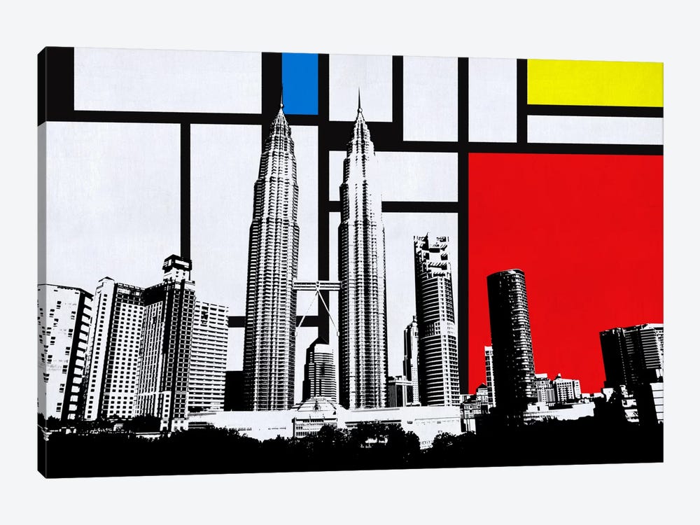 Kuala Lumpur, Malaysia Skyline with Primary Colors Background by Unknown Artist 1-piece Canvas Print