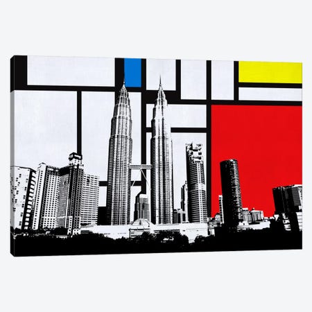Kuala Lumpur, Malaysia Skyline with Primary Colors Background Canvas Print #SKY8} by Unknown Artist Art Print