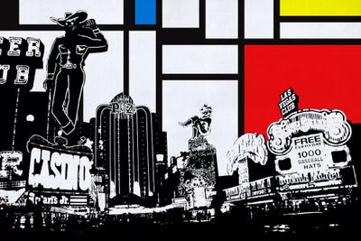 Las Vegas, Nevada Skyline with Primary Colors Background by Unknown Artist canvas print