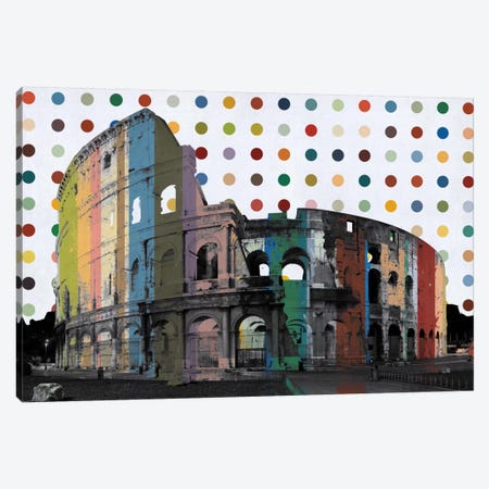 Rome, Italy Colosseum Colorful Polka Dot Skyline Canvas Print #SKY90} by Unknown Artist Canvas Artwork