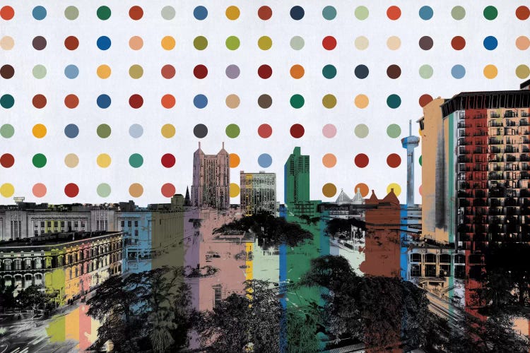 San Antonio, Texas Colorful Polka Dot Skyline