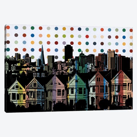 San Francisco California Colorful Polka Dot Skyline Canvas Print #SKY93} by 5by5collective Canvas Art