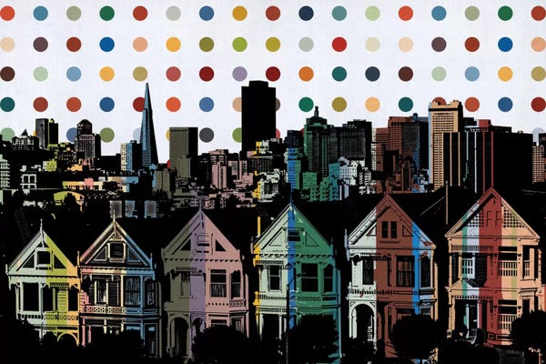 Polka Dot: San Francisco California Colorful Polka Dot Skyline by 5by5collective