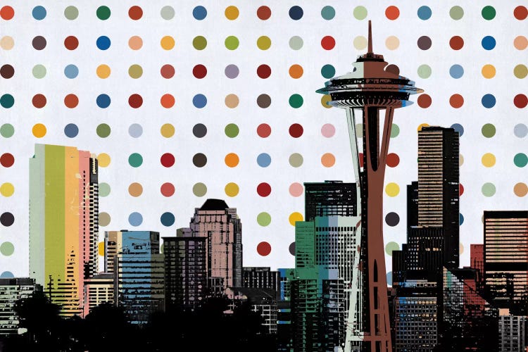 Seattle, Washington Colorful Polka Dot Skyline