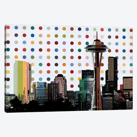 Seattle, Washington Colorful Polka Dot Skyline Canvas Print #SKY94} by Unknown Artist Canvas Art Print