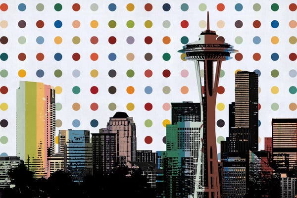 Seattle, Washington Colorful Polka Dot Skyline