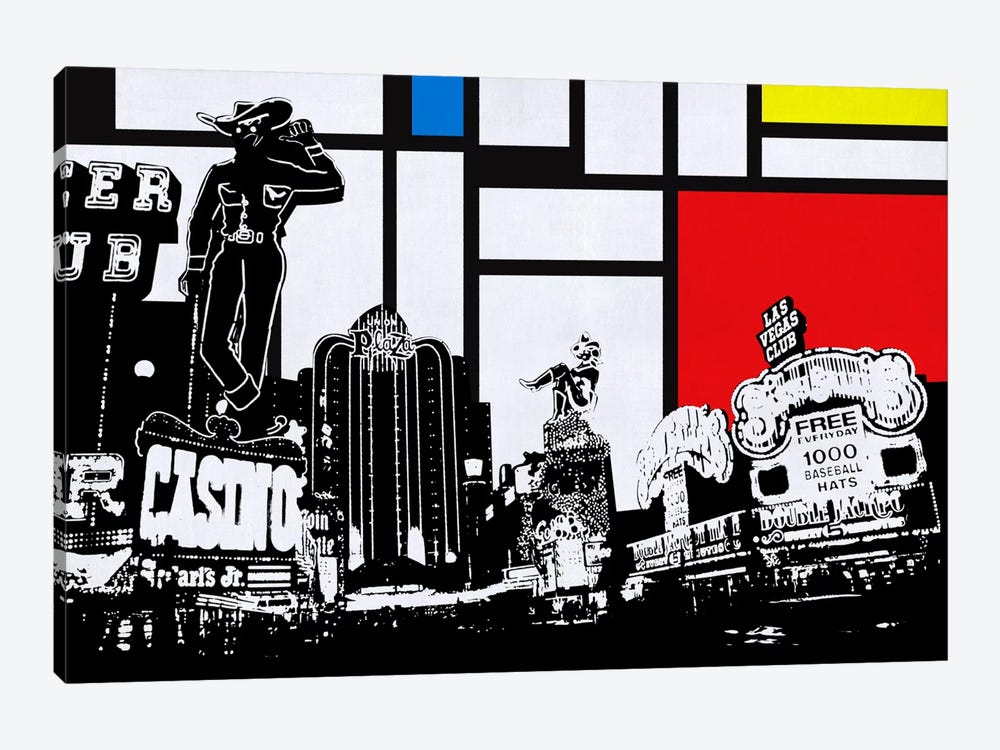 Las Vegas, Nevada Skyline with Primary Colors Background by Unknown Artist 1-piece Canvas Art