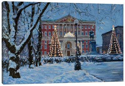 New Year City Administration Canvas Art Print - Simon Kozhin