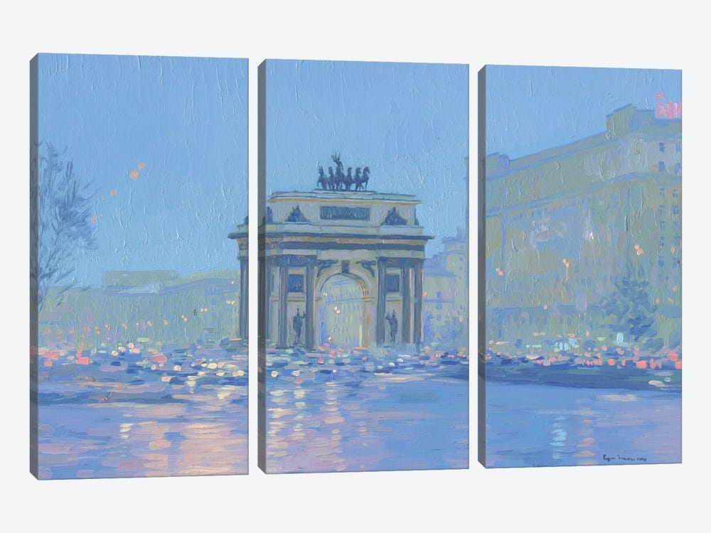 Arc De Triomphe Kutuzovsky Prospect by Simon Kozhin 3-piece Canvas Art