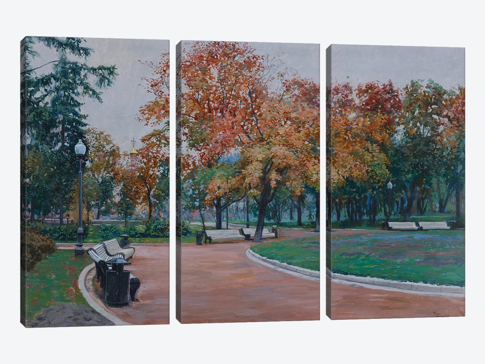 Near The Novodevichy Convent In The Park 3-piece Art Print