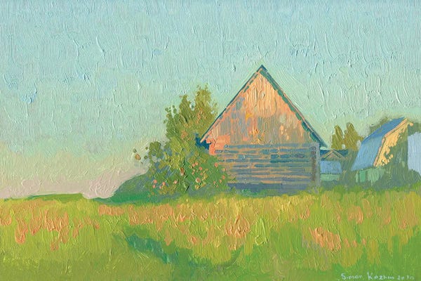 Simon Kozhin: Bathhouse At Sunset Nedanovo by Simon Kozhin