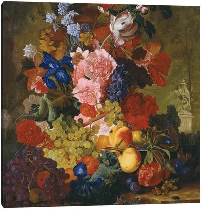 Imitation Of Flemish Painting Still Life With Flowers Canvas Art Print - Simon Kozhin