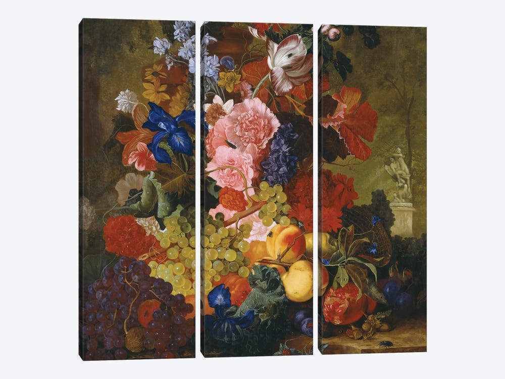Imitation Of Flemish Painting Still Life With Flowers by Simon Kozhin 3-piece Art Print