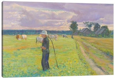 Cowherd Canvas Art Print - Farmer Art
