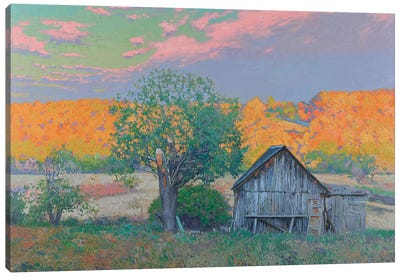 Sunset In Shilovo Canvas Art Print - Plein Air Paintings