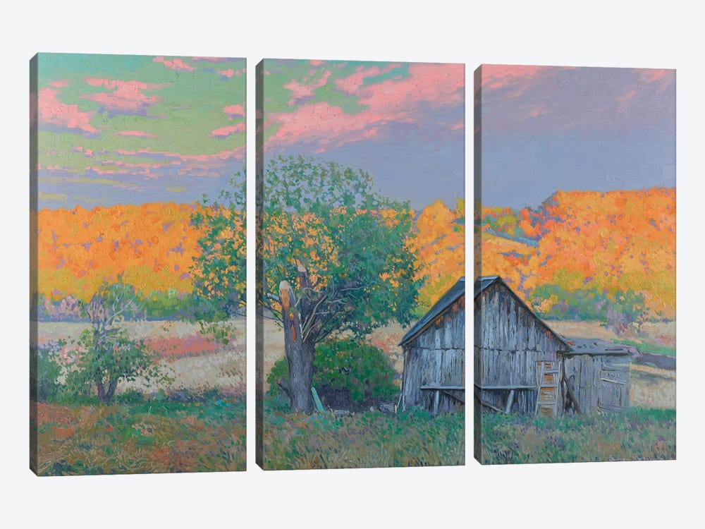 Sunset In Shilovo by Simon Kozhin 3-piece Canvas Art Print
