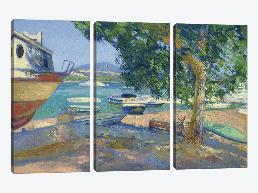 In The Shade At The Harbor 3-piece Art Print