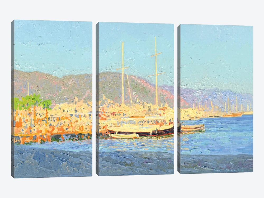 The Evening Sun Sailboats Marmaris Turkey by Simon Kozhin 3-piece Canvas Art