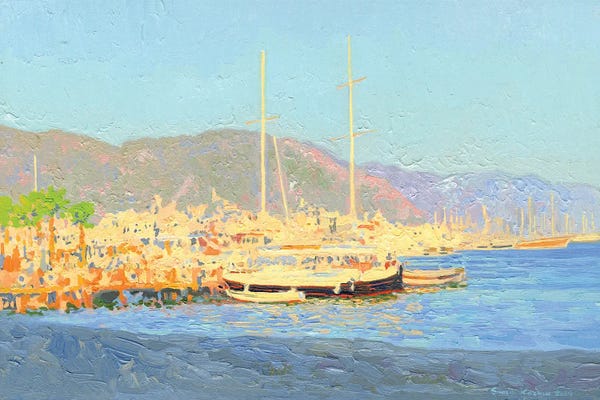 Harbors: The Evening Sun Sailboats Marmaris Turkey by Simon Kozhin