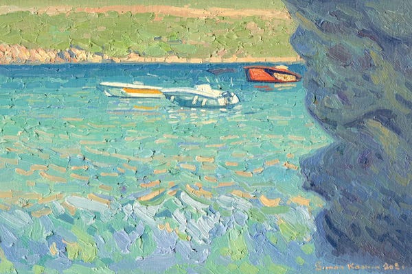 Artists Like Monet: Evening Sea Bali Crete Greece by Simon Kozhin