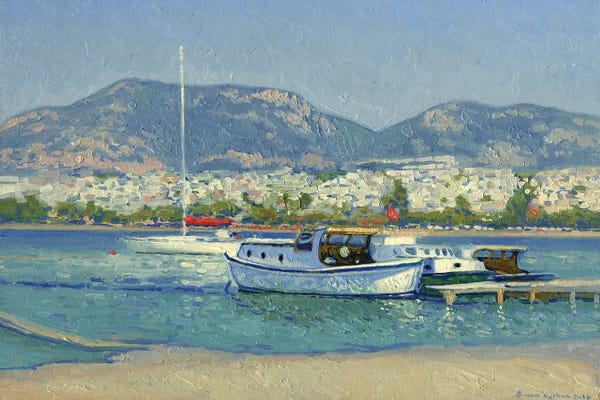 Harbors: Boats In Gumbet Bay by Simon Kozhin