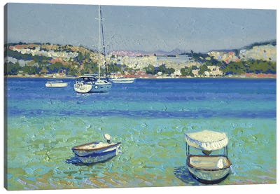 Boats Off The Coast Gumbet Canvas Art Print - Simon Kozhin